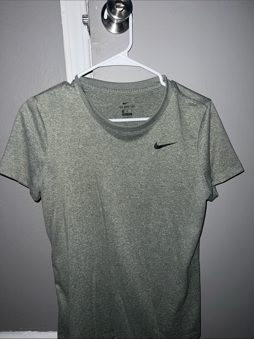 Nike Gray Heather Athletic Tee with Black Swoosh